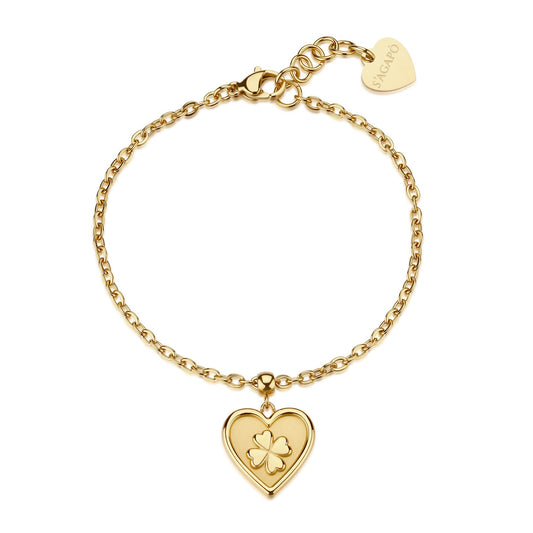 Bracciale Sagapò Duh Duh Pvd Oro Charm Cuore Quadrifoglio