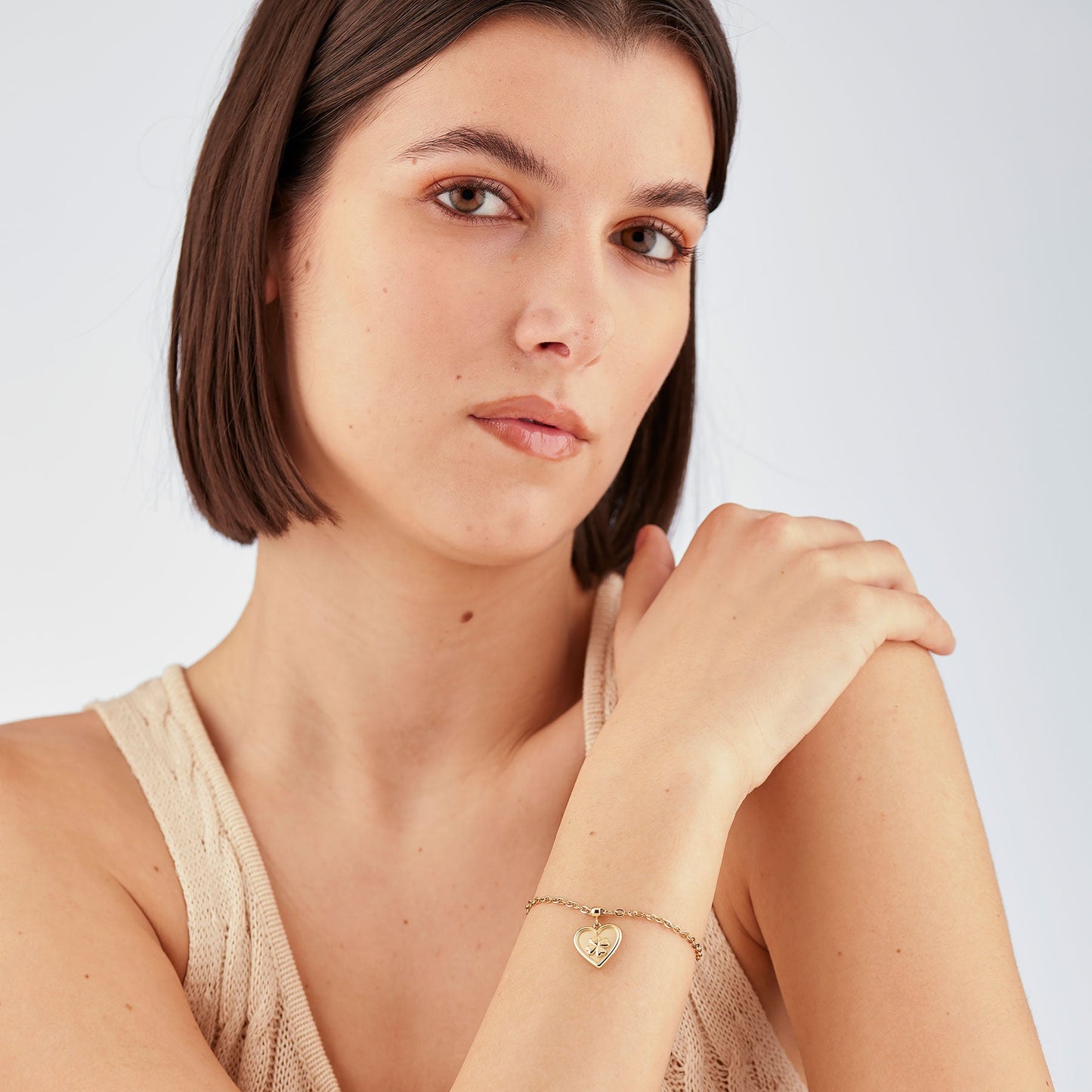 Bracciale Sagapò Duh Duh Pvd Oro Charm Cuore Quadrifoglio