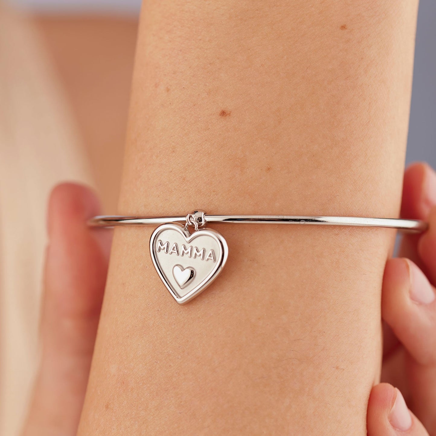 Bracciale Rigido Sagapò Duh Duh Acciaio Charm Cuore "Mamma"