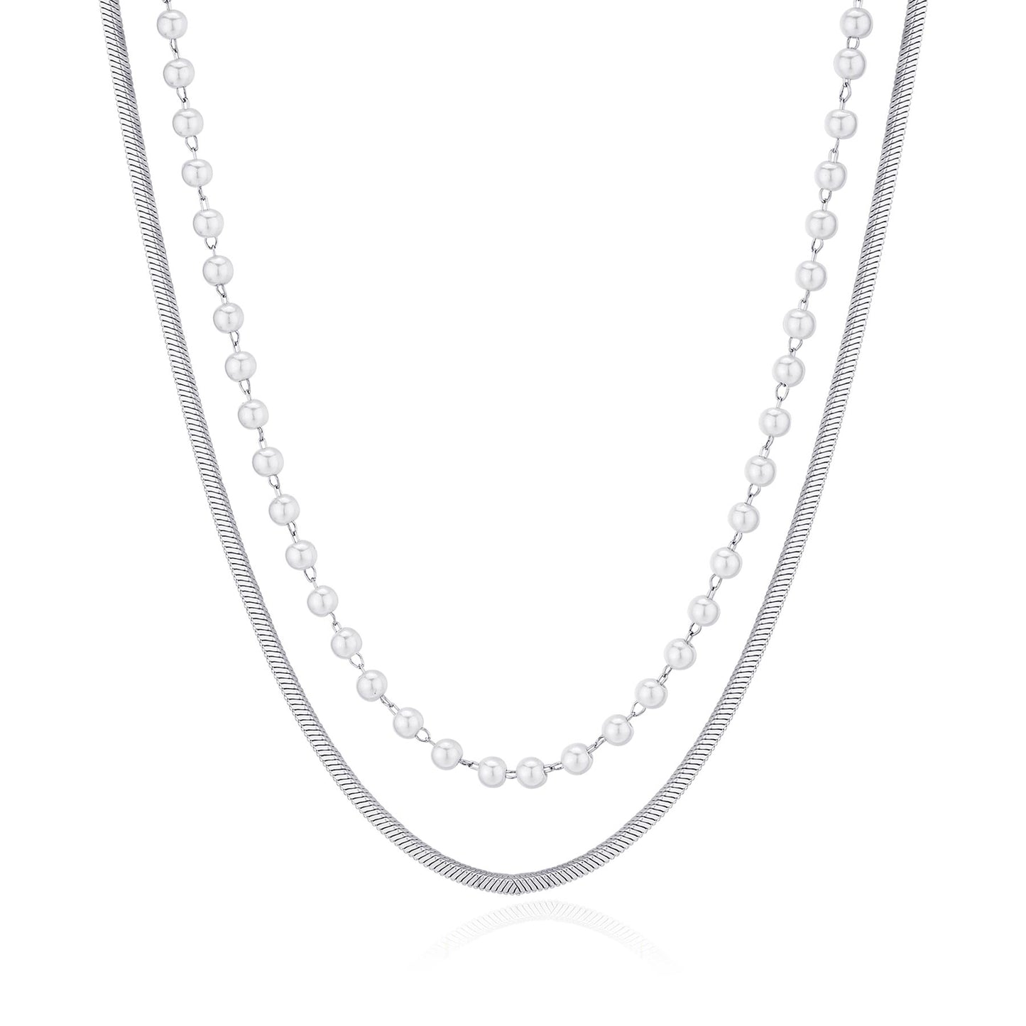 Collana Sagapò Wisdom Collana In Acciaio 2 Fili 1 Serpentina 1 Perline