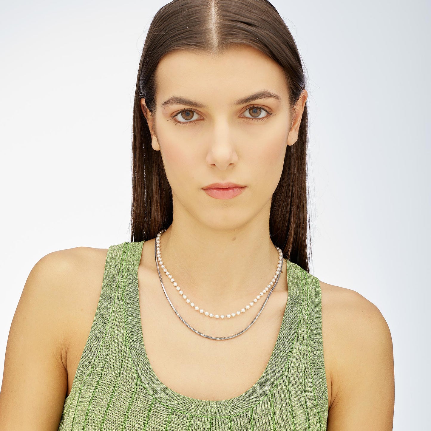 Collana Sagapò Wisdom Collana In Acciaio 2 Fili 1 Serpentina 1 Perline