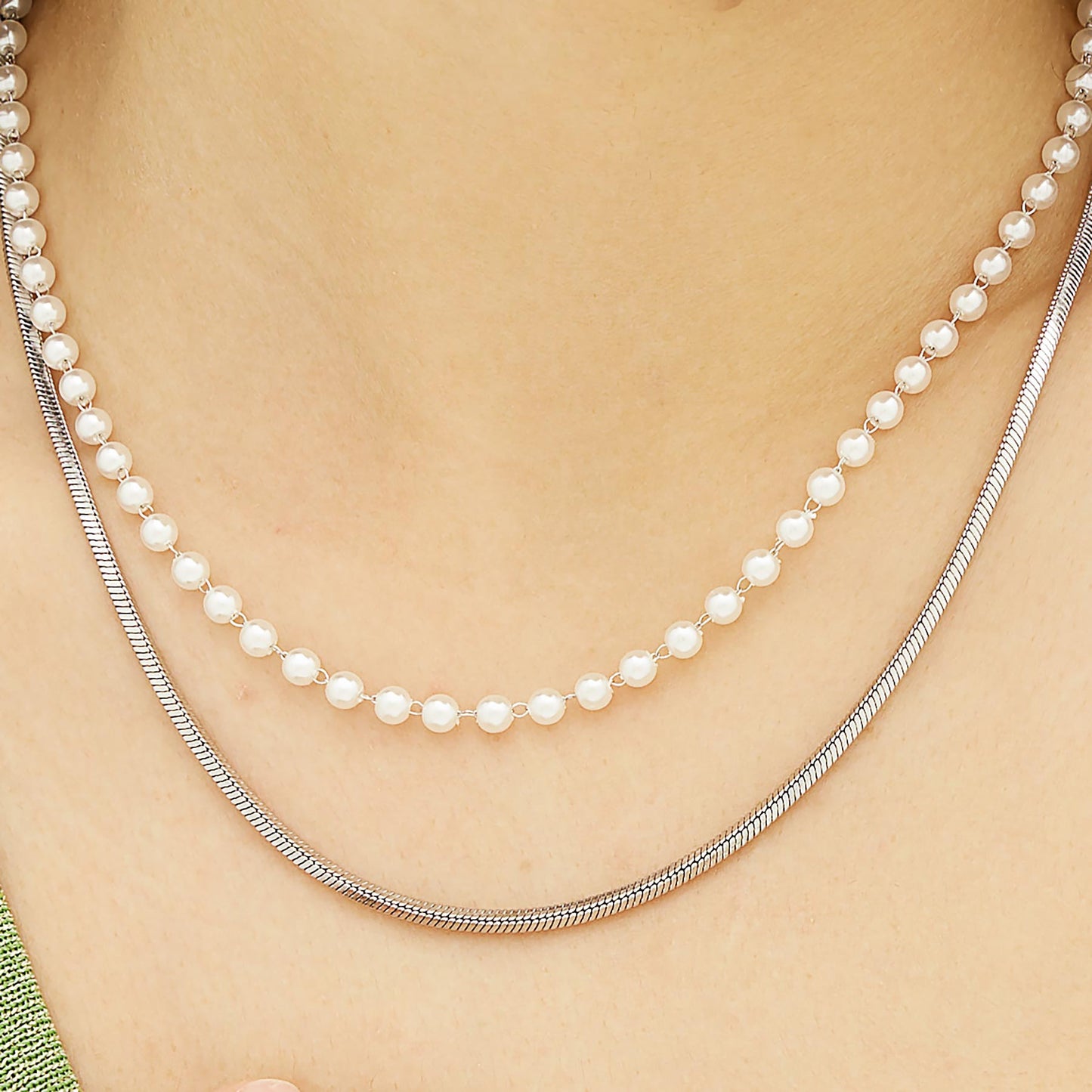 Collana Sagapò Wisdom Collana In Acciaio 2 Fili 1 Serpentina 1 Perline