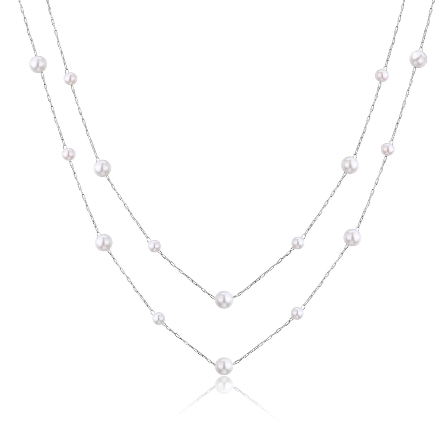 Collana Sagapò Wisdom Doppio Filo In Acciaio Con Perle