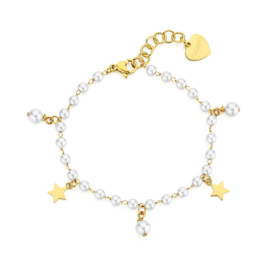 Bracciale Sagapò Wisdom Bracciale Pvd Oro Perle e Stelle