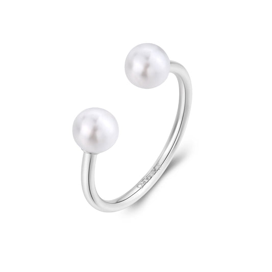 Anello Sagapò Wisdom In Acciaio Con Doppia Perla