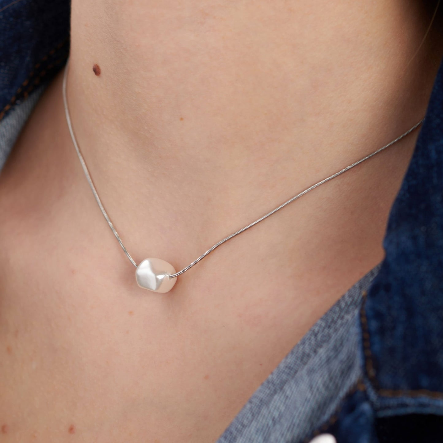 Collana Sagapò Wisdom Acciaio Coda Di Topo Perla Passante