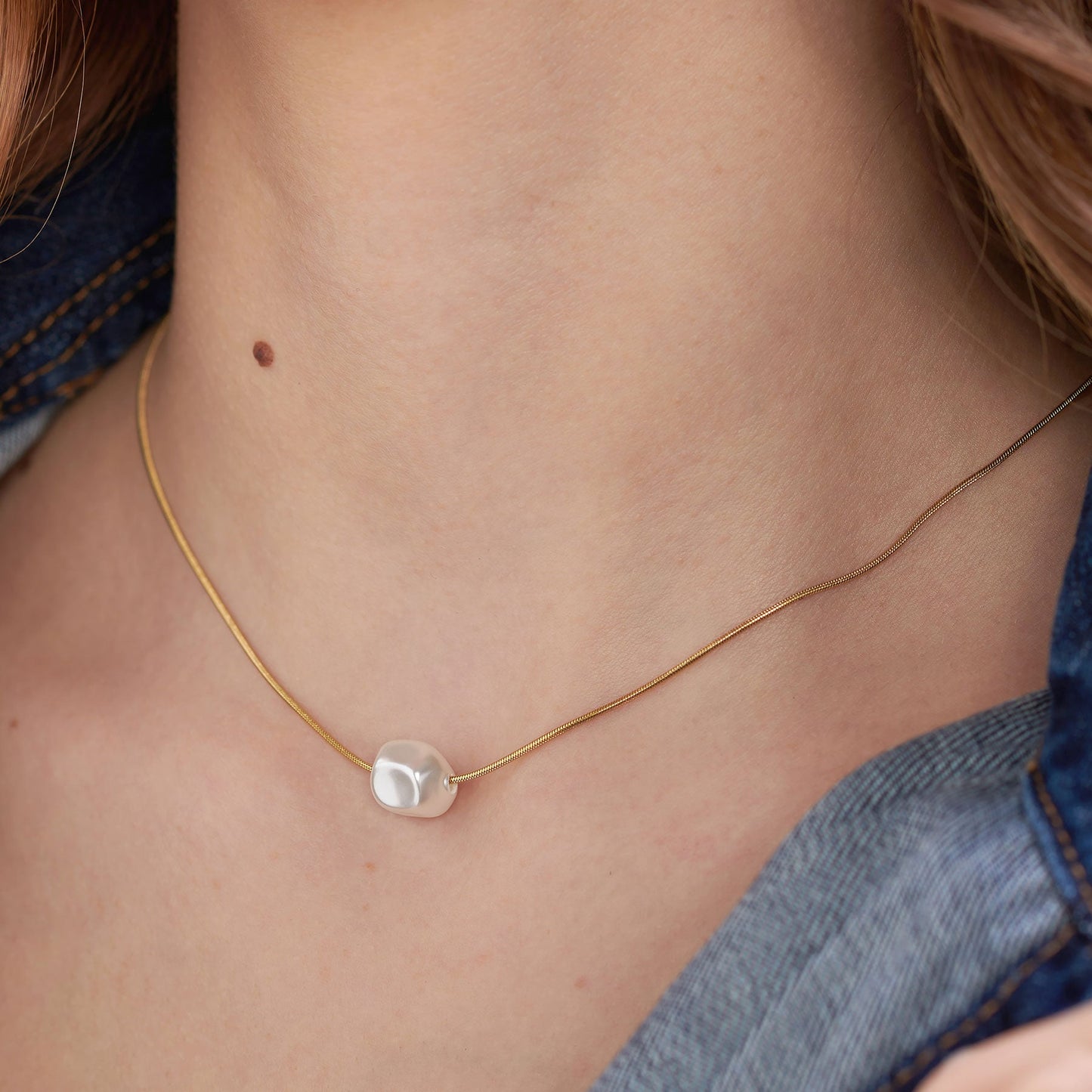Collana Girocollo Sagapò Wisdom Pvd Oro Coda Di Topo Perla Passante