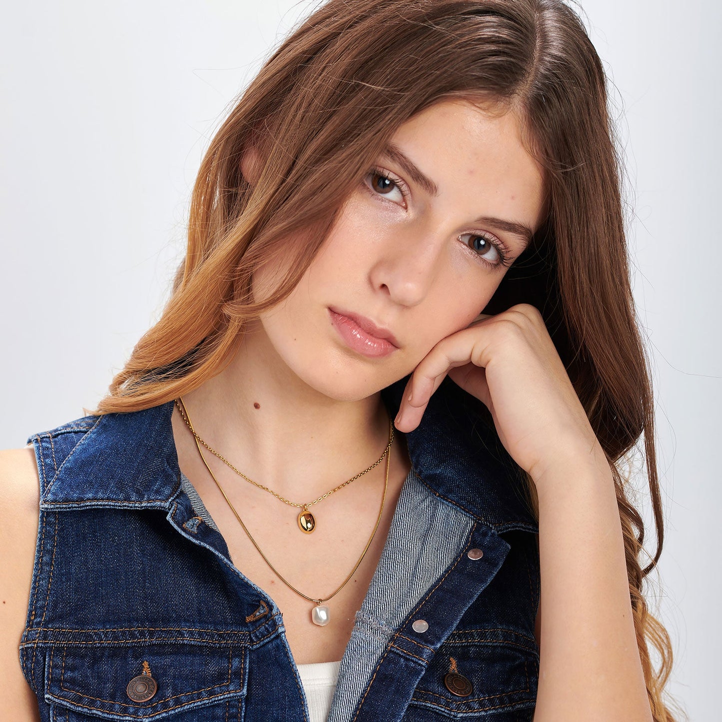 Collana Sagapò Wisdom Doppio Filo Pvd Oro Pendente Ovale + Perla Di Conchiglia