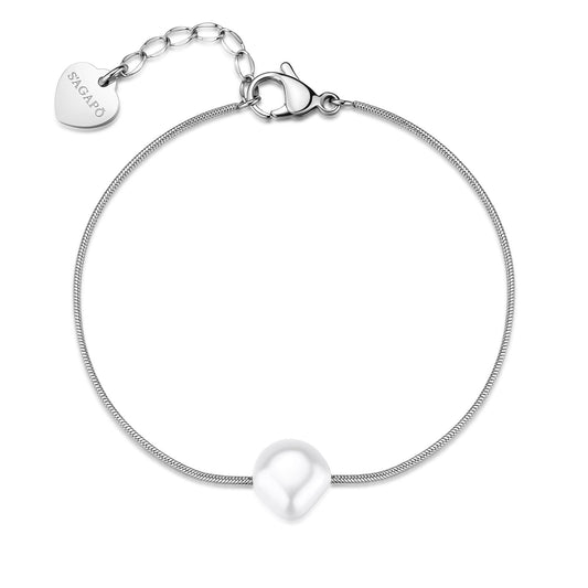 Bracciale Sagapò Wisdom Acciaio Coda Di Topo con Perla Passante
