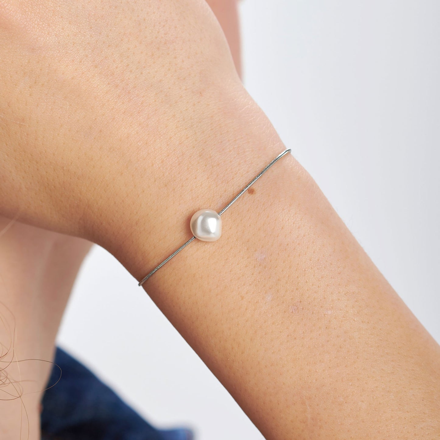 Bracciale Sagapò Wisdom Acciaio Coda Di Topo con Perla Passante