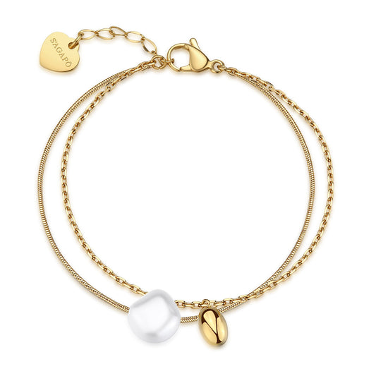 Bracciale Sagapò Wisdom 2 Fili Pvd Oro Perla Di Conchiglia