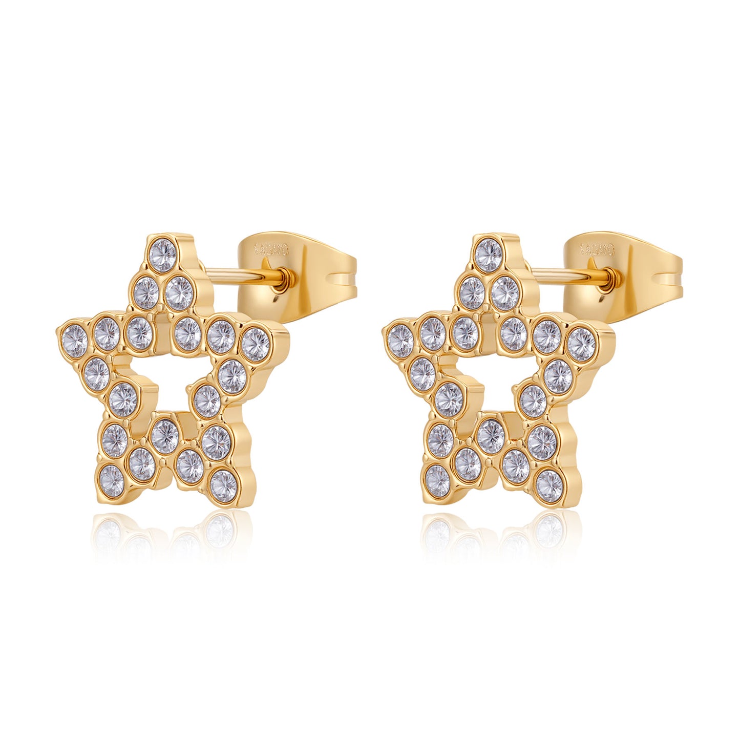 Orecchini a Lobo Sagapò Twinkle Stella Pvd Oro e Cristalli