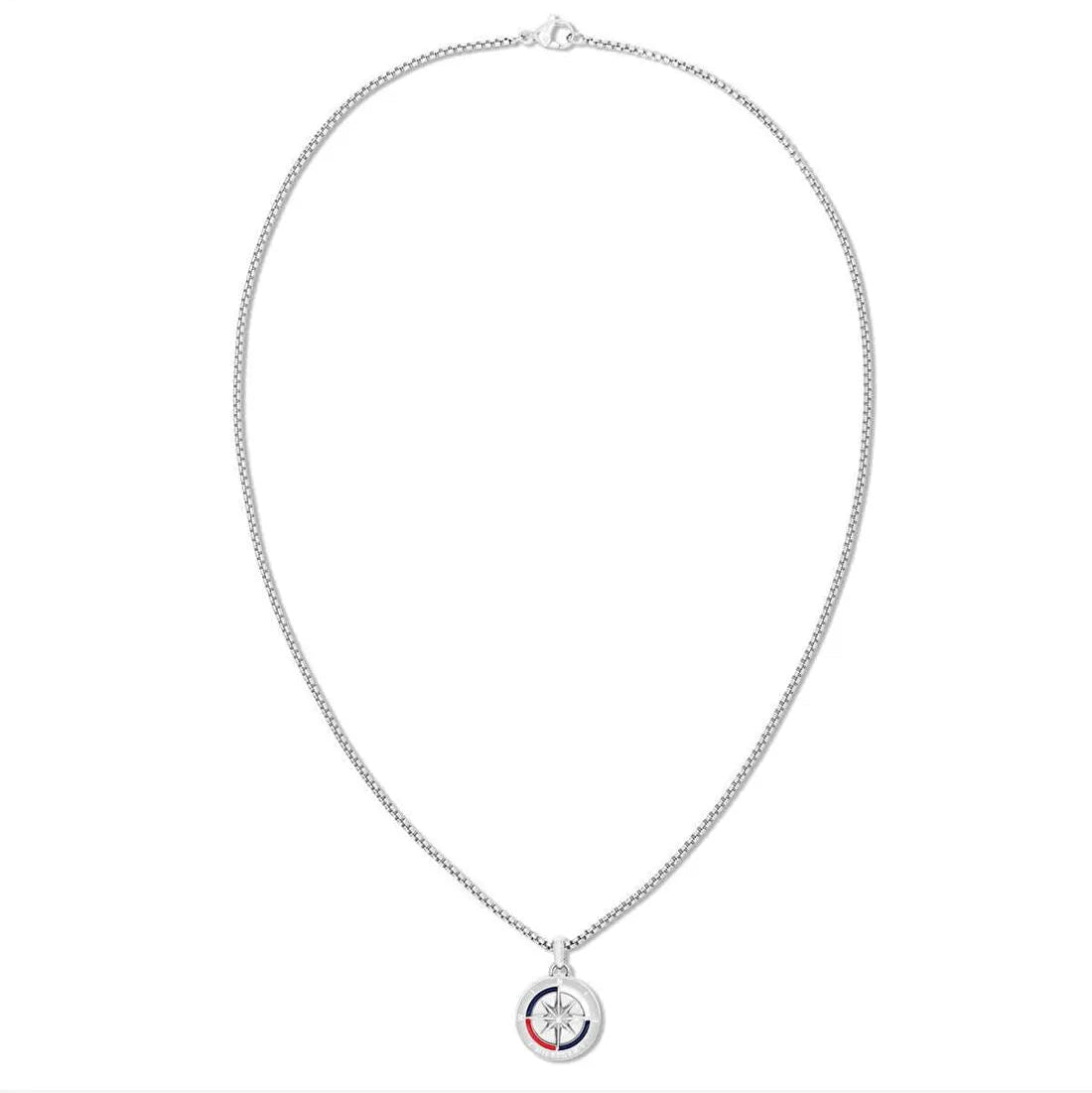 Collana Uomo Tommy Hilfiger Compass Acciaio Pendente Rosa Dei Venti