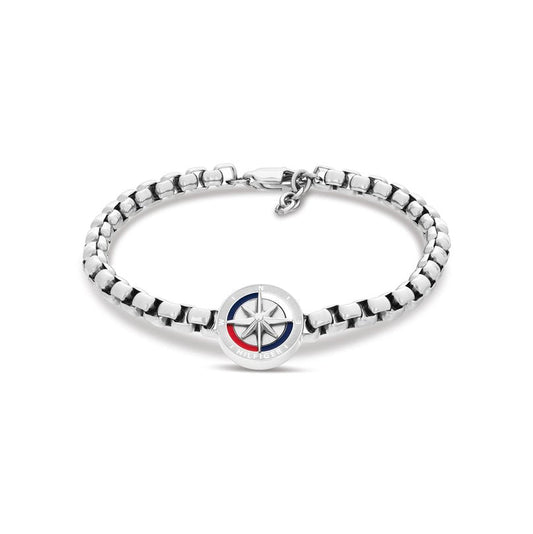 Bracciale Uomo Tommy Hilfiger Compass Acciaio Catena Maglia Veneziana Centrale Rosa Dei Venti