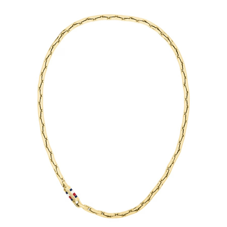 Collana Uomo Tommy Hilfiger Men's In Acciaio Pvd Oro Con Logo Smaltato