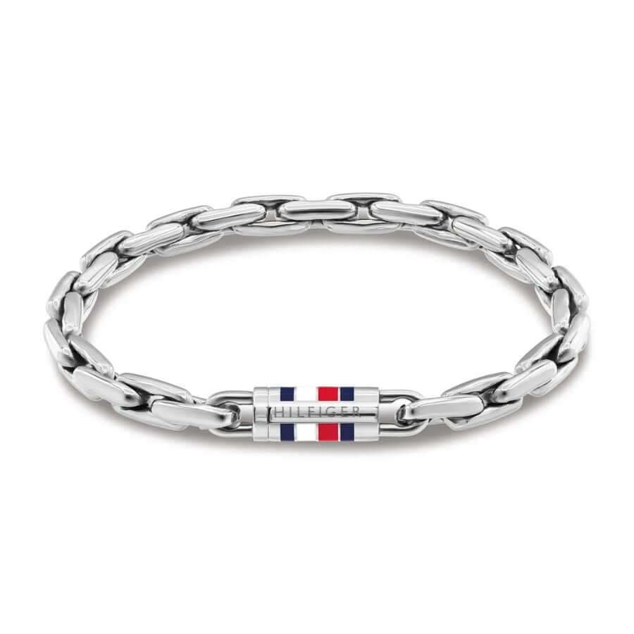 Bracciale Uomo Tommy Hilfiger Men's Chains Acciaio Smalto Bianco/Rosso/Blu