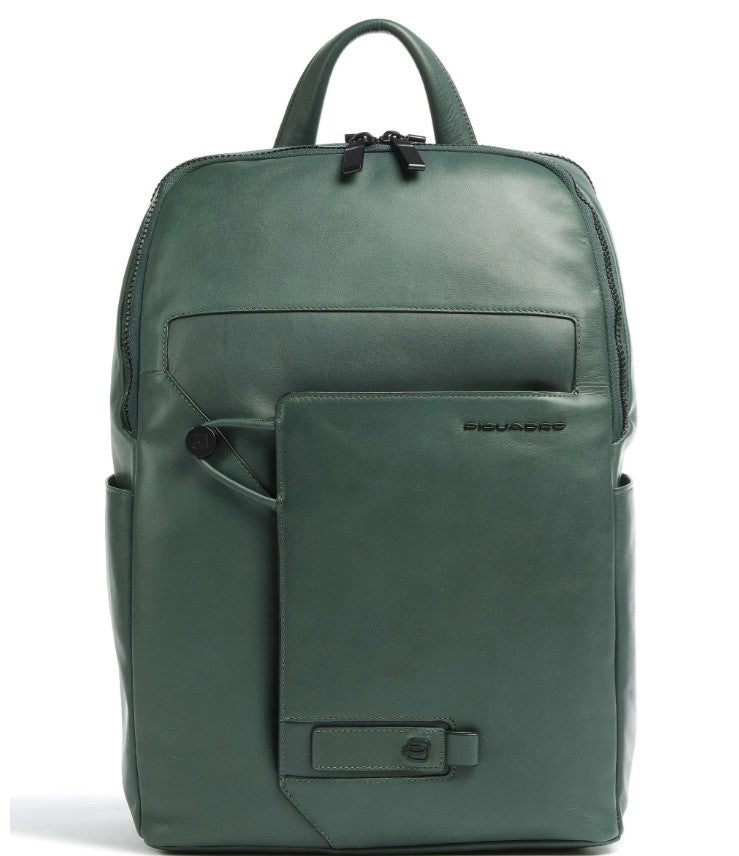 Zaini Piquadro Zaino Porta Pc Ipad In Pelle Liscia Verde
