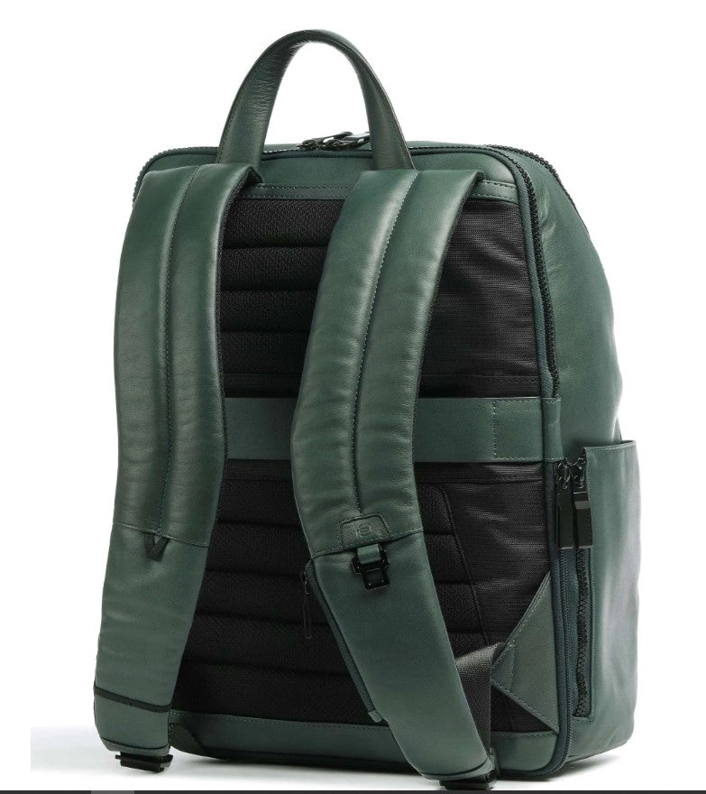Zaini Piquadro Zaino Porta Pc Ipad In Pelle Liscia Verde