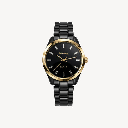 Orologio Donna Brosway Flair Lady Nero Pvd Oro Braccialato