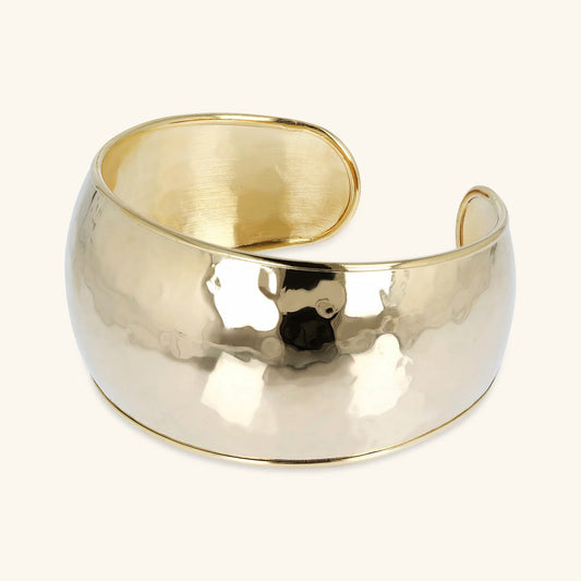 Bracciale Rigido Etrusca Bombato a Fascia con Bordi in Rilievo Lega Golden Placcata Oro 18 kt