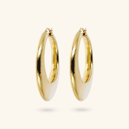 Orecchini a Cerchio Etrusca Martellati Lega Golden Placcata Oro 18 kt