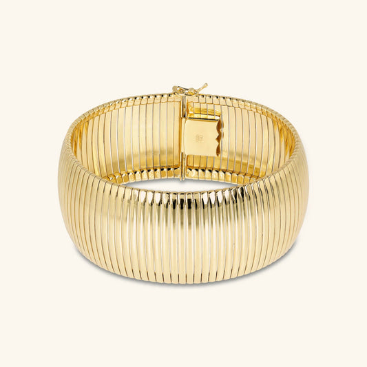 Bracciale Etrusca Cleopatra a Fascia Grande Lega Golden Placcata Oro 18 kt