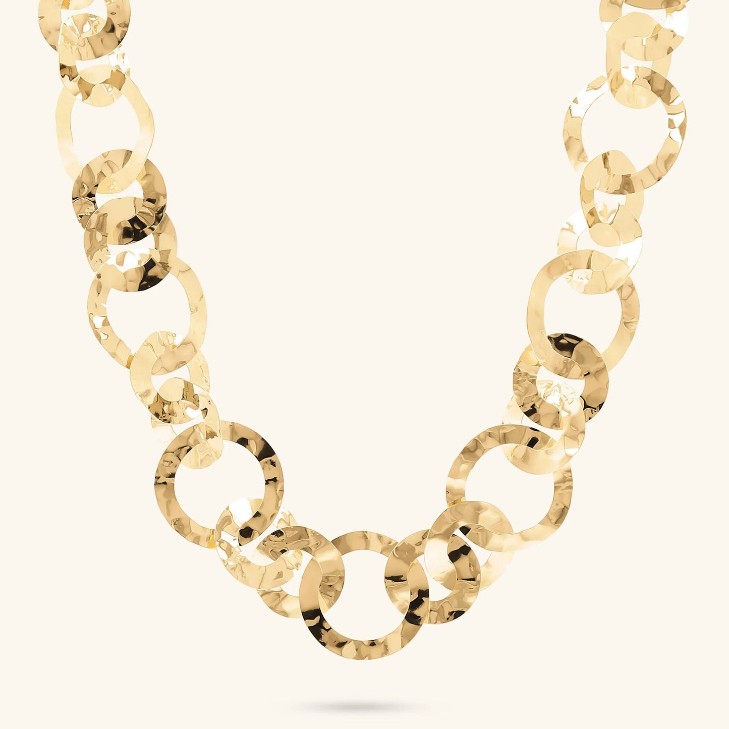 Collana Etrusca con Maglie ad Anelli Martella Lega Golden Placcata Oro 18 kt