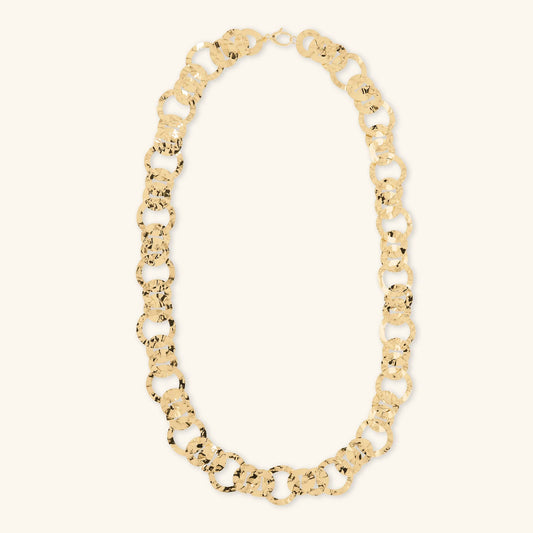 Collana Etrusca con Maglie ad Anelli Martella Lega Golden Placcata Oro 18 kt