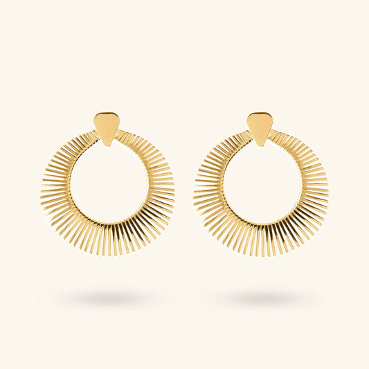 Orecchini a Cerchio Etrusca Cleopatra Design Lega Golden Placcata Oro 18 kt