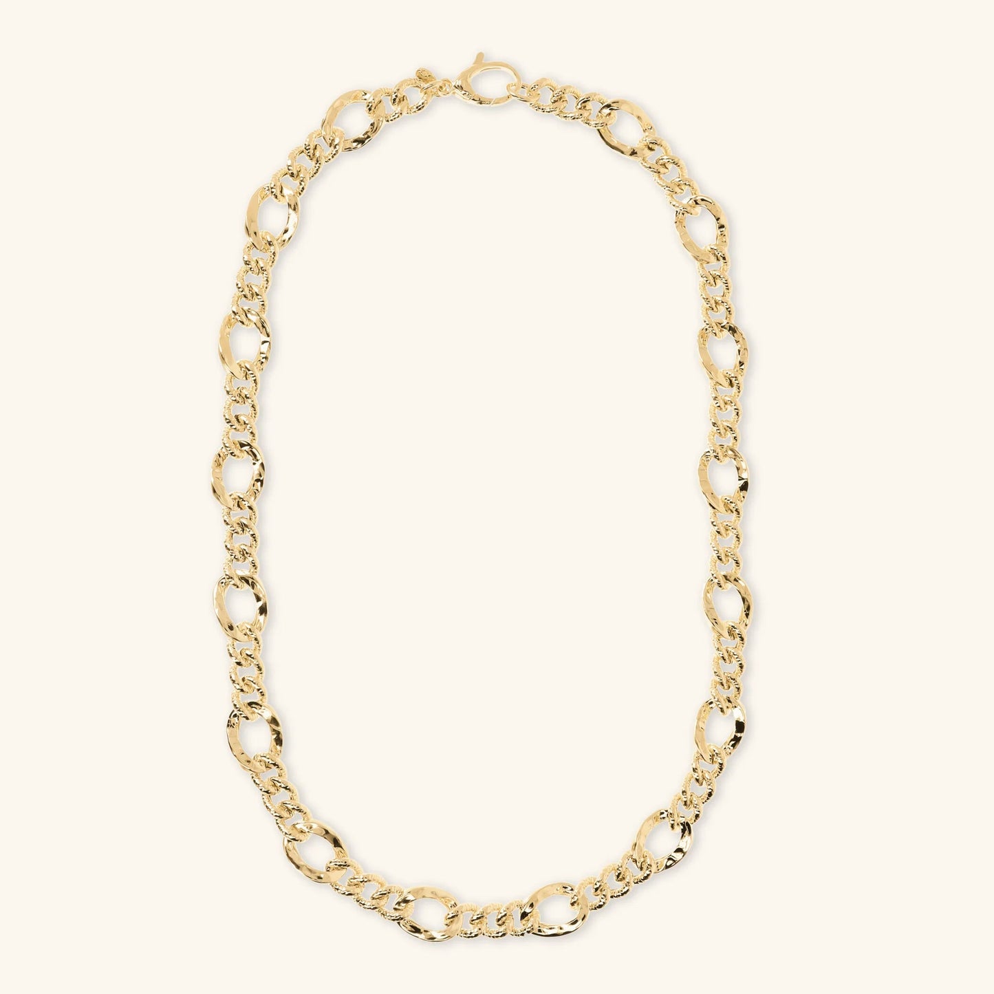Collana Etrusca Catena Figaro con Maglia Grumetta Lega Golden Placcata Oro 18 kt