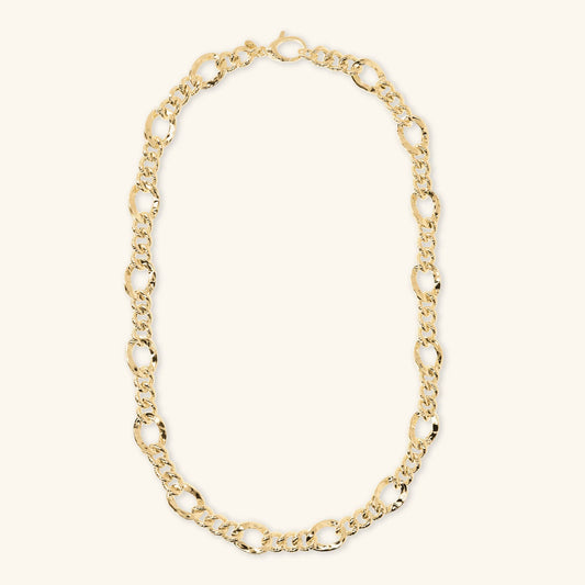 Collana Etrusca Catena Figaro con Maglia Grumetta Lega Golden Placcata Oro 18 kt