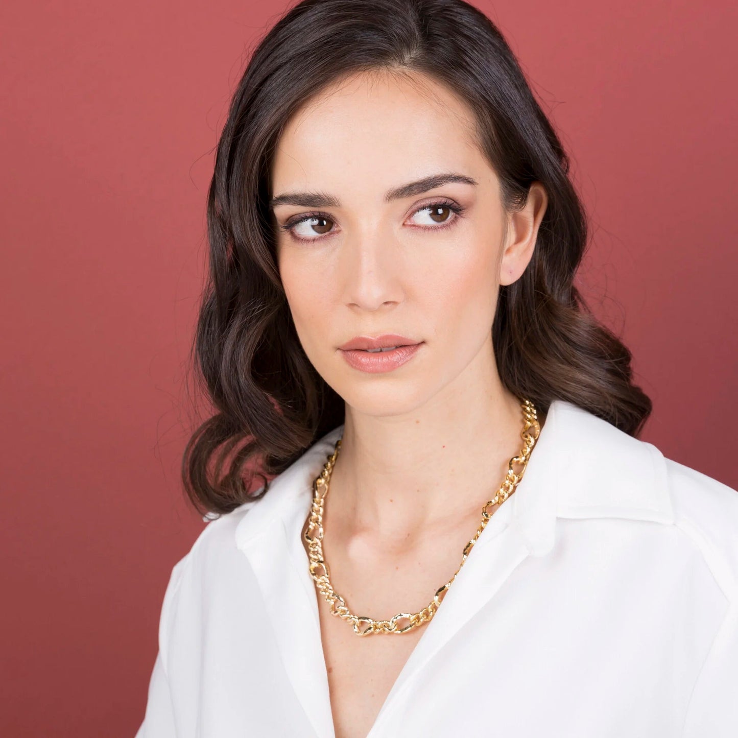 Collana Etrusca Catena Figaro con Maglia Grumetta Lega Golden Placcata Oro 18 kt