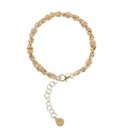 Bracciale Etrusca Gioielli Lega Golden Placcata Oro 18 Kt Catena Fune Con Rondelle