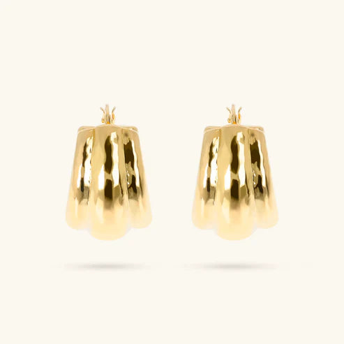 Orecchini a Cerchio Etrusca Martellati Piccoli Lega Golden Placcata Oro 18 kt