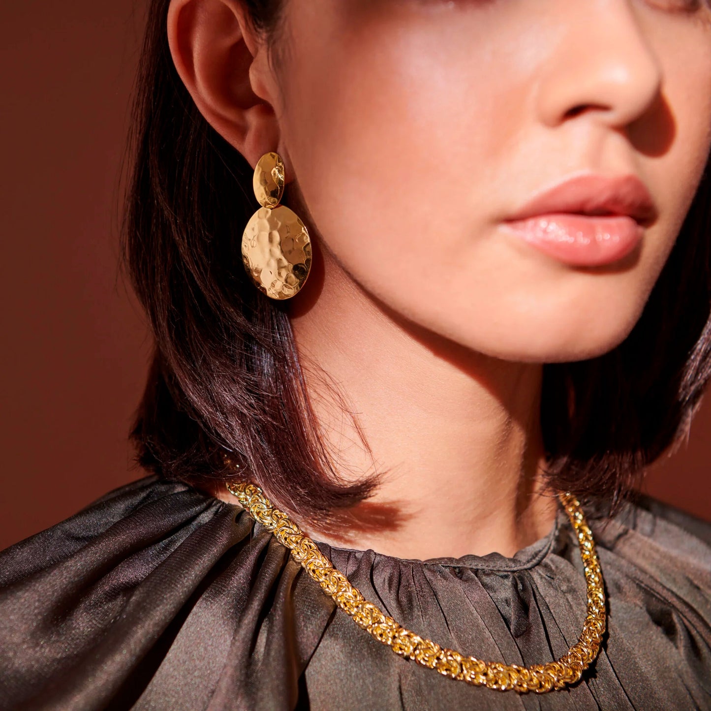 Collana Etrusca Catena Bizantina Lega Golden Placcata Oro 18 kt