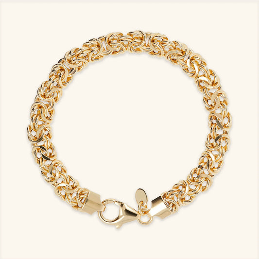Bracciale Etrusca Catena Bizantina Lega Golden Placcata Oro 18 kt