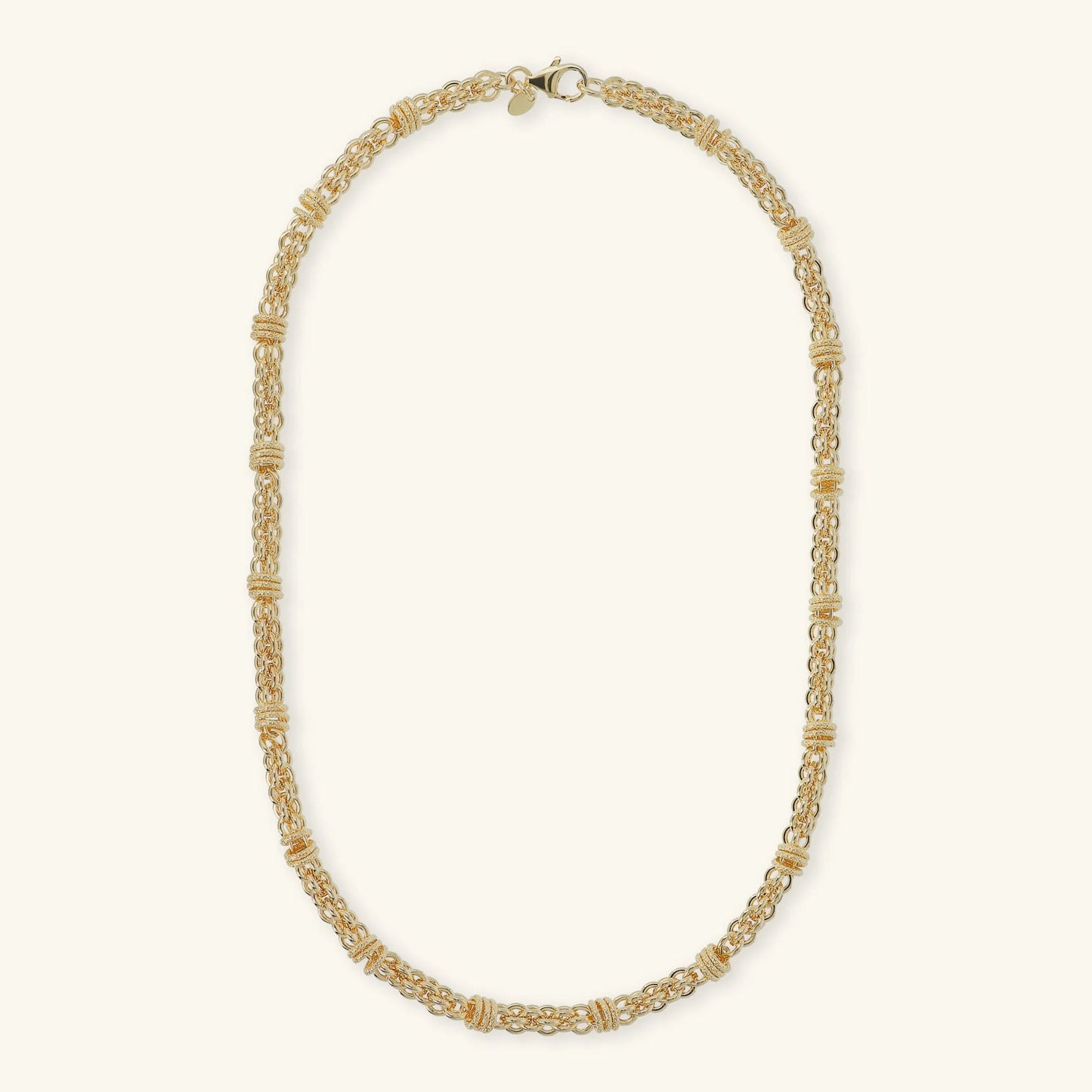Collana Girocollo Etrusca Catena a Intreccio con Rondelle Lega Golden Placcata Oro 18 kt