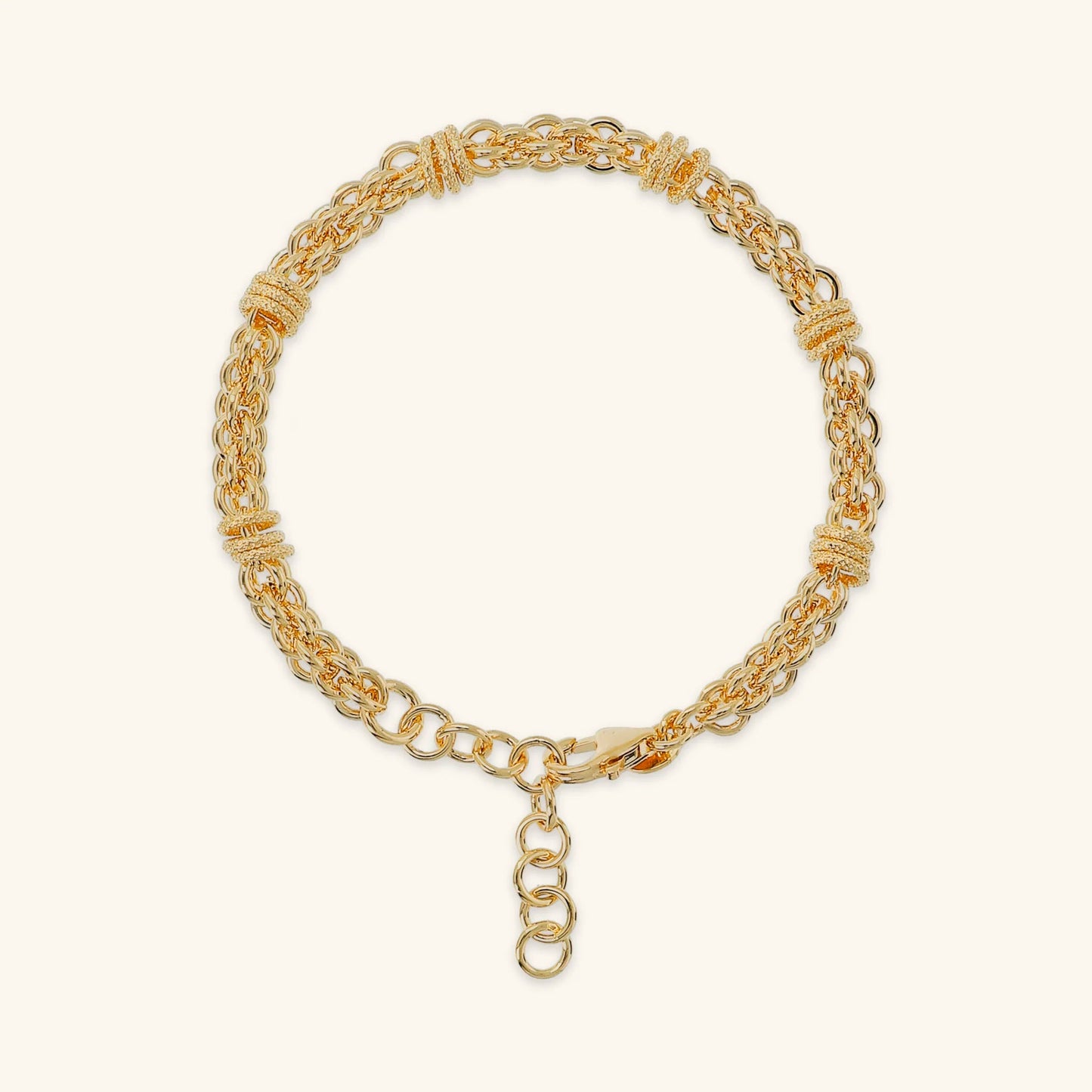 Bracciale Etrusca Catena a Intreccio con Rondelle Lega Golden Placcata Oro 18 kt