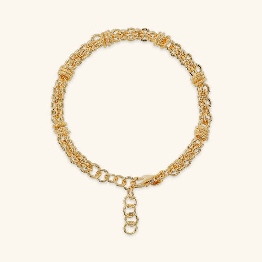 Bracciale Etrusca Catena a Intreccio con Rondelle Lega Golden Placcata Oro 18 kt