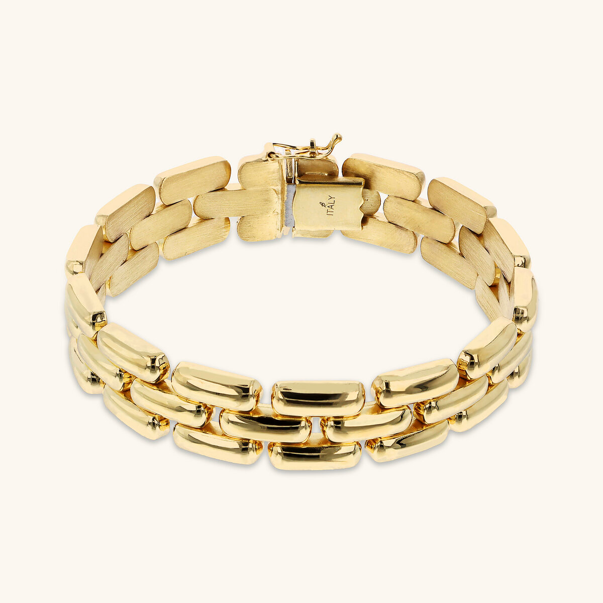 Bracciale Etrusca Catena Pantera Superficie Liscia Lega Golden Placcata Oro 18 kt
