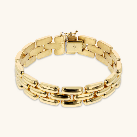 Bracciale Etrusca Catena Pantera Superficie Liscia Lega Golden Placcata Oro 18 kt