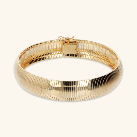 Bracciale a Fascia Etrusca Cleopatra Piccolo Lega Golden Placcata Oro 18 kt