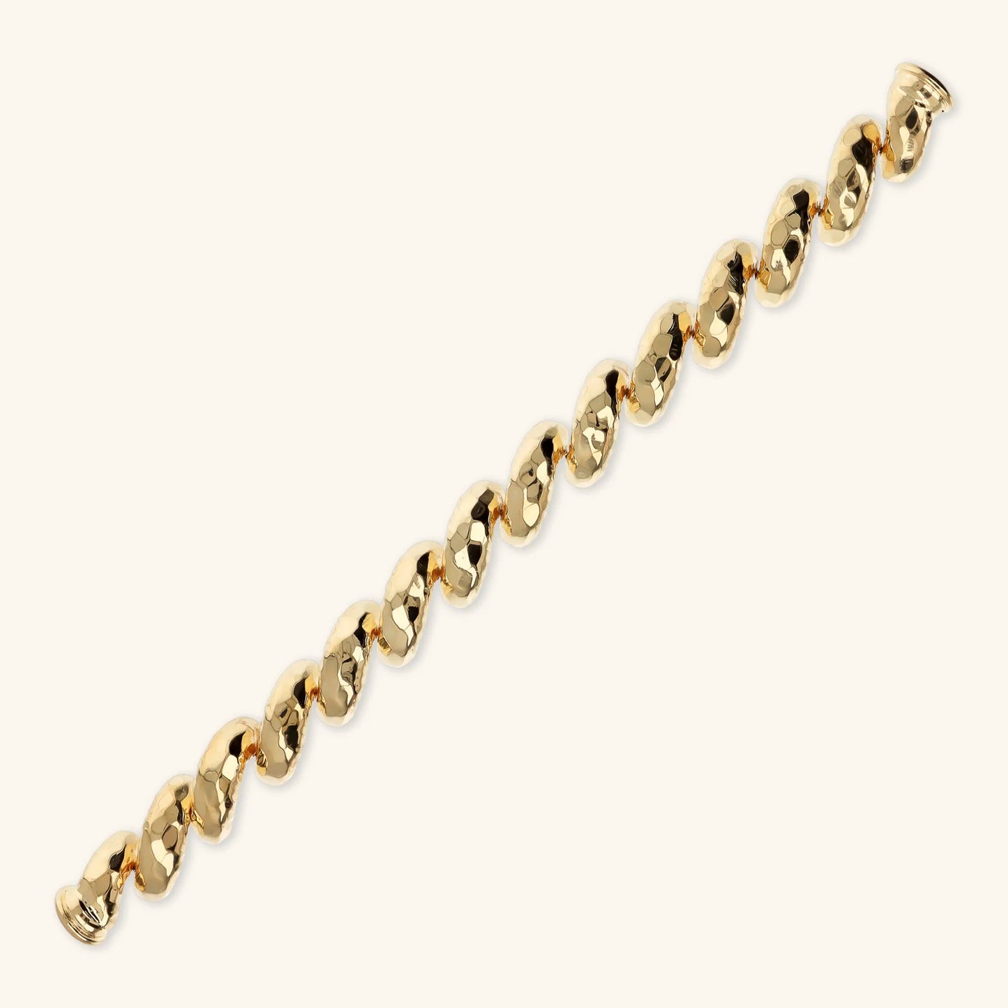 Bracciale Rigido Etrusca Martellato Catena San Marco Lega Golden Placcata Oro 18 kt