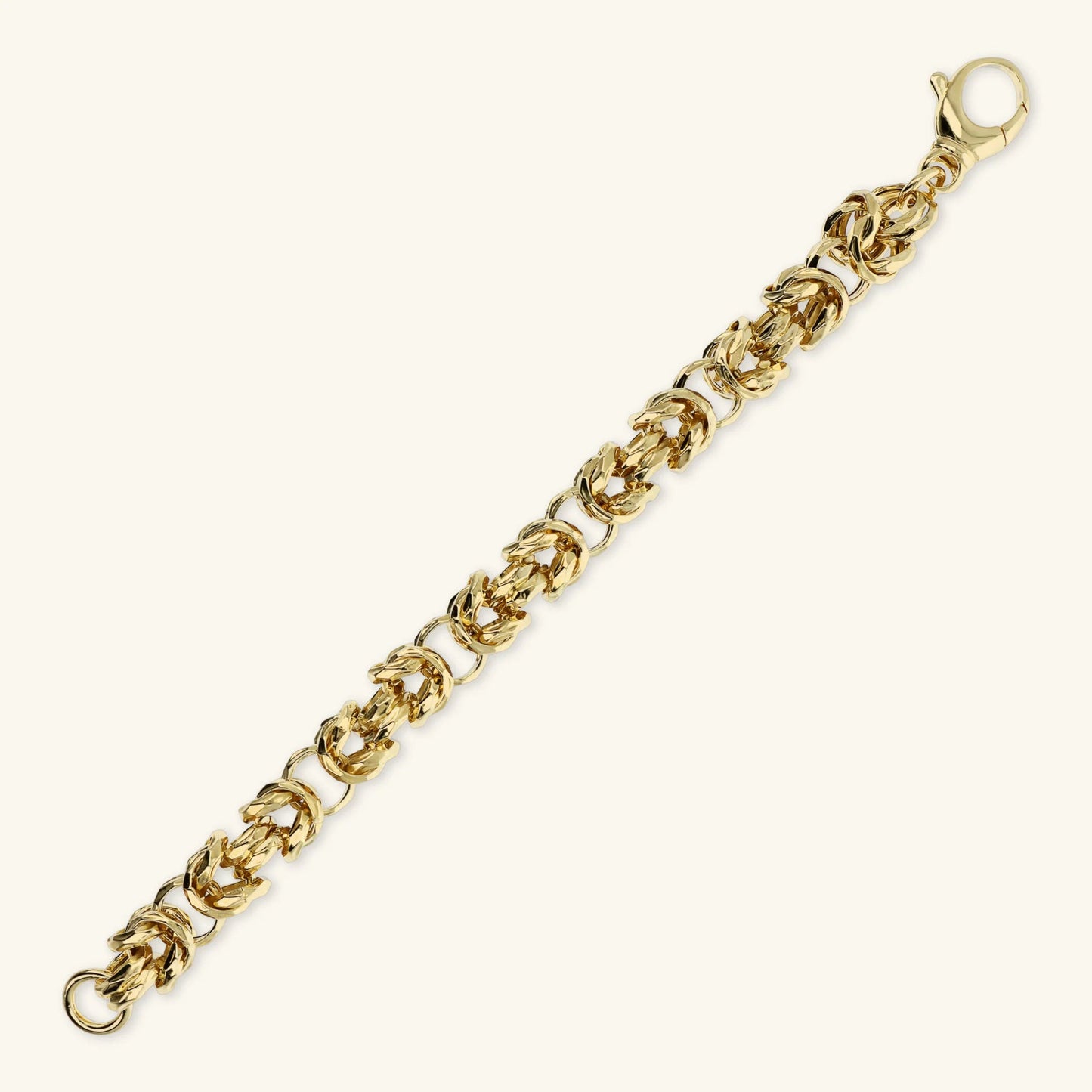 Bracciale Etrusca Maxi Catena Bizantina Martellata Lega Golden Placcata Oro 18 kt