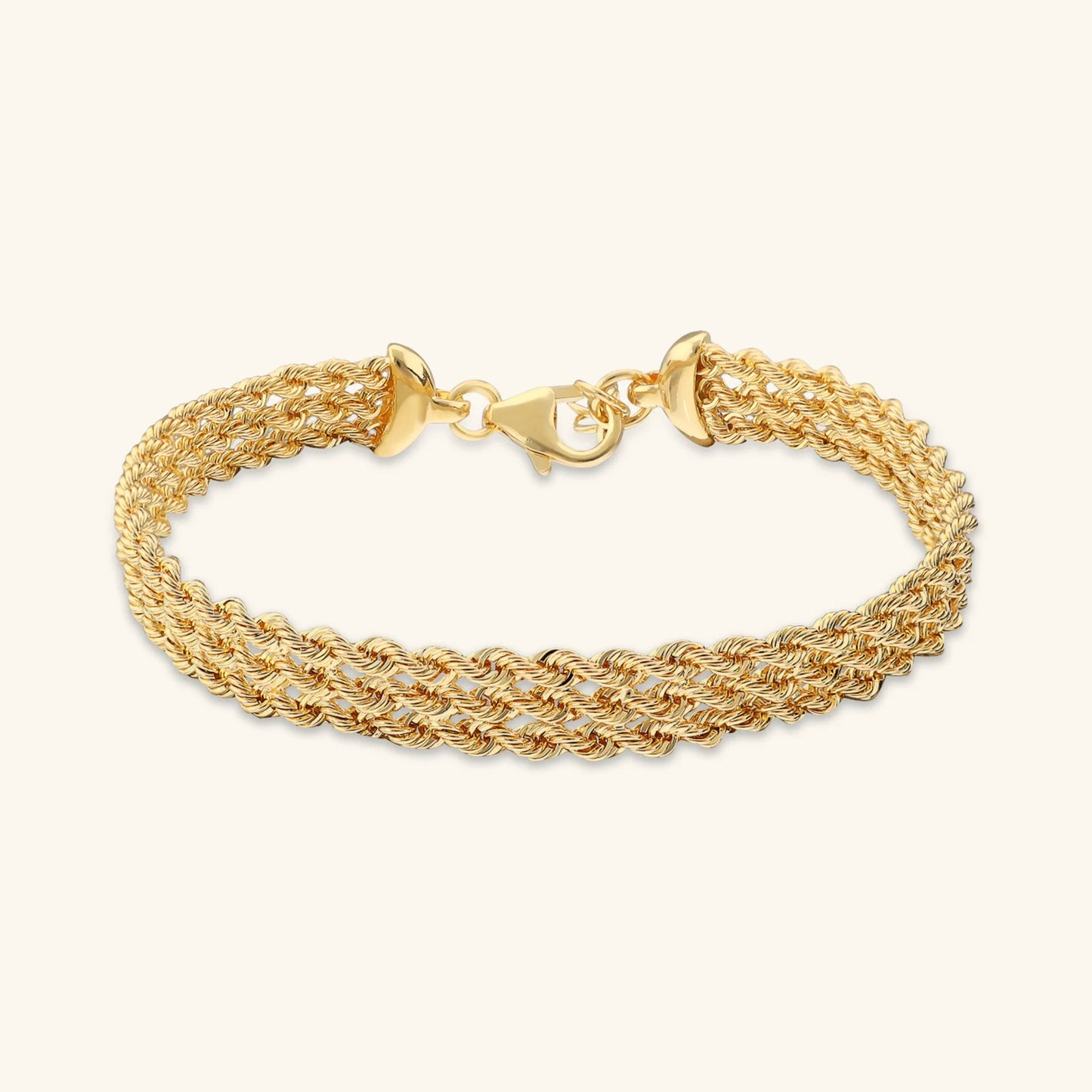 Bracciale Multifilo Etrusca Catena Corda Sottile Lega Golden Placcata Oro 18 kt