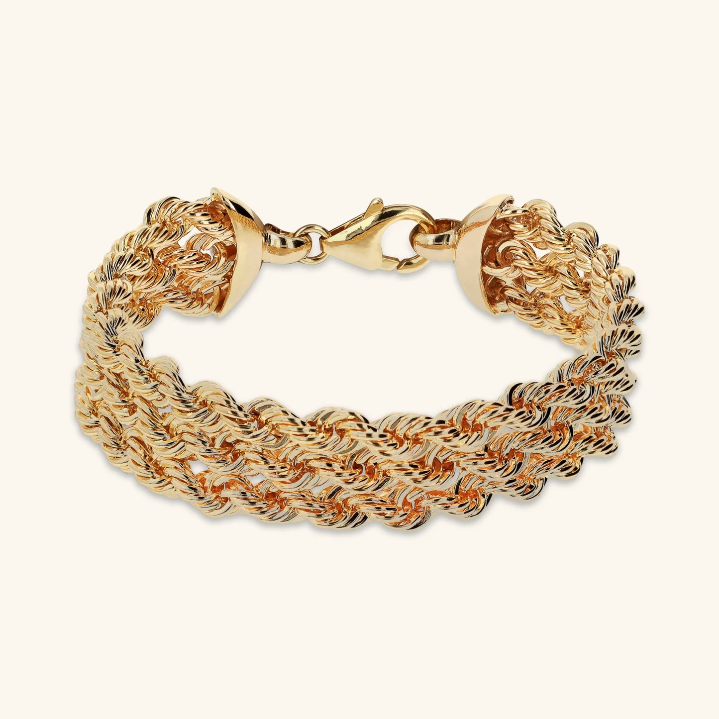 Bracciale Multifilo Etrusca Maxi Catena Corda Lega Golden Placcata Oro 18 kt
