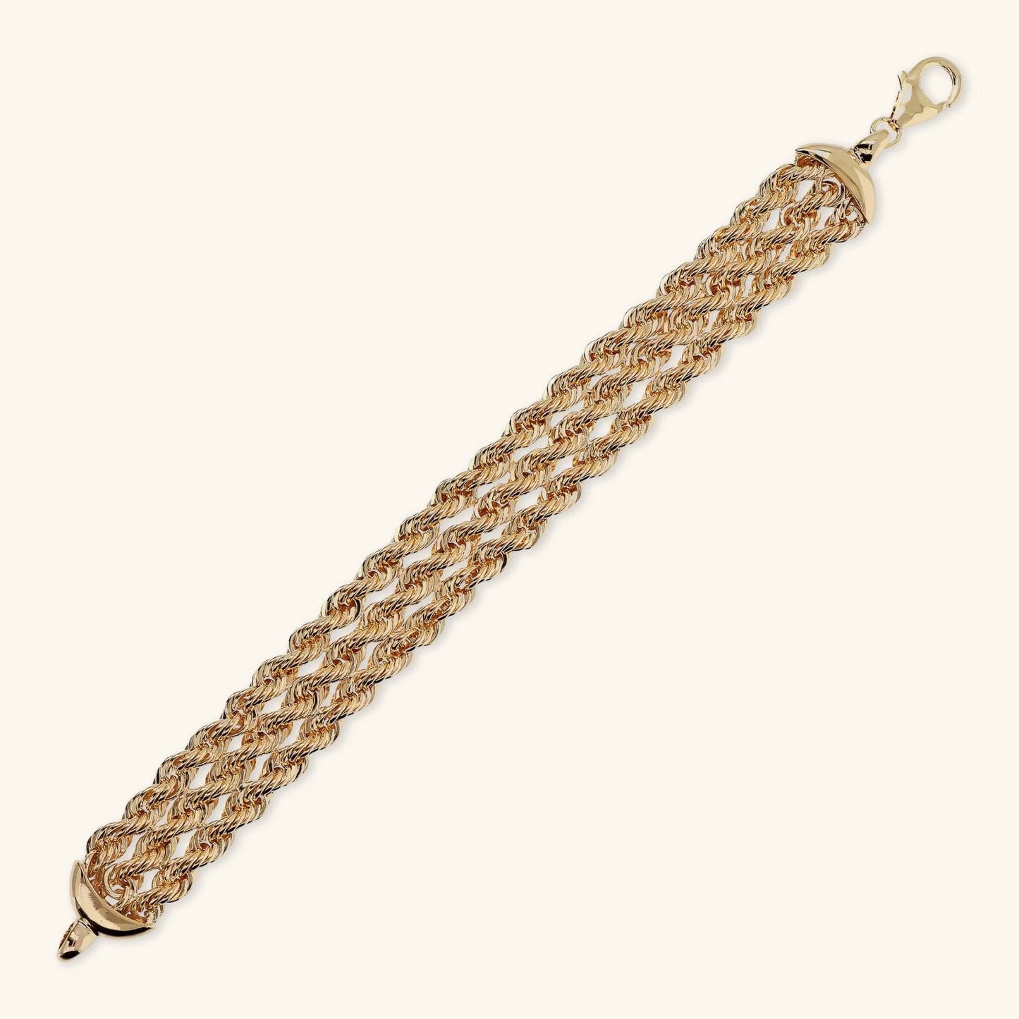 Bracciale Multifilo Etrusca Maxi Catena Corda Lega Golden Placcata Oro 18 kt