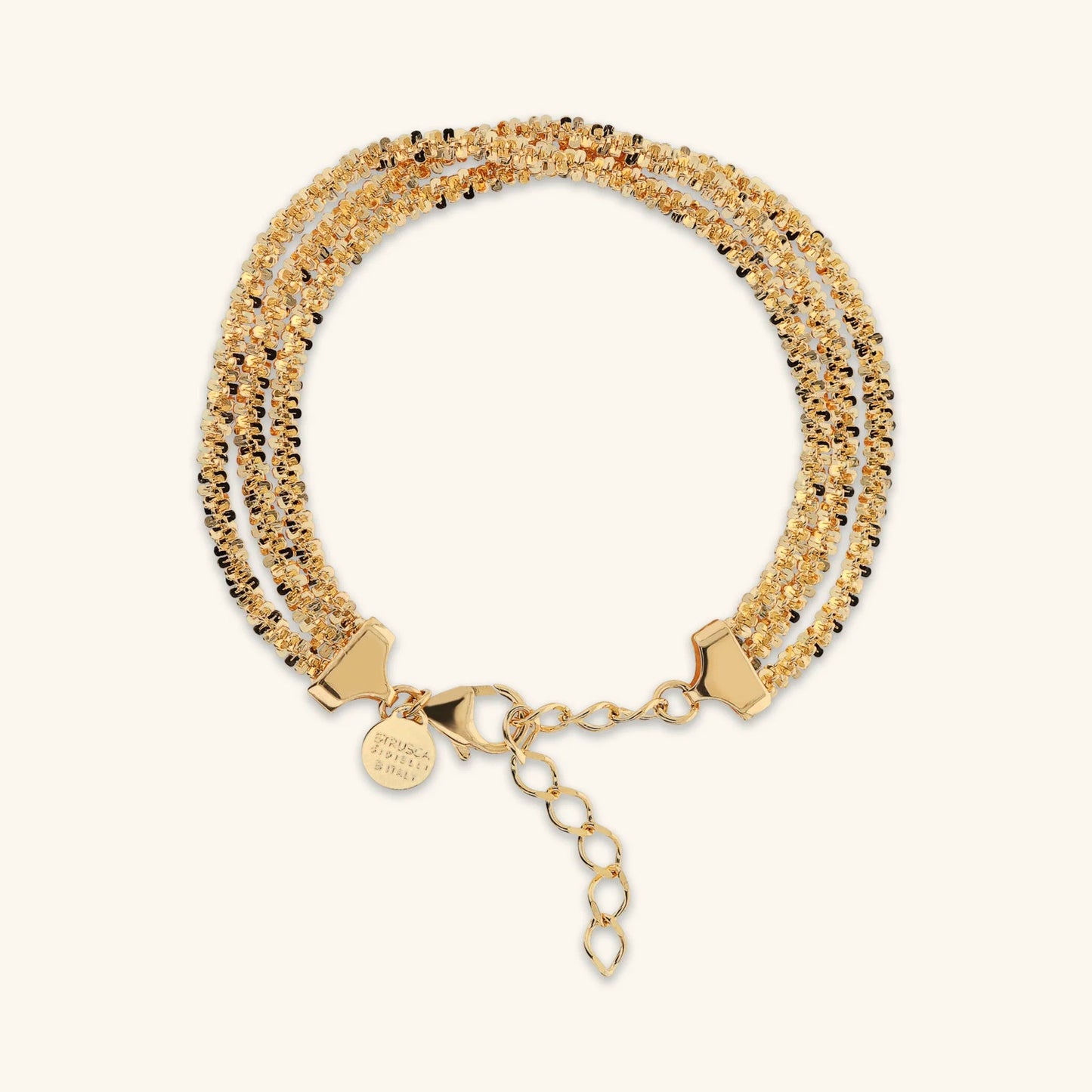 Bracciale Multifilo Etrusca Catena Margherita Lega Golden Placcata Oro 18 kt