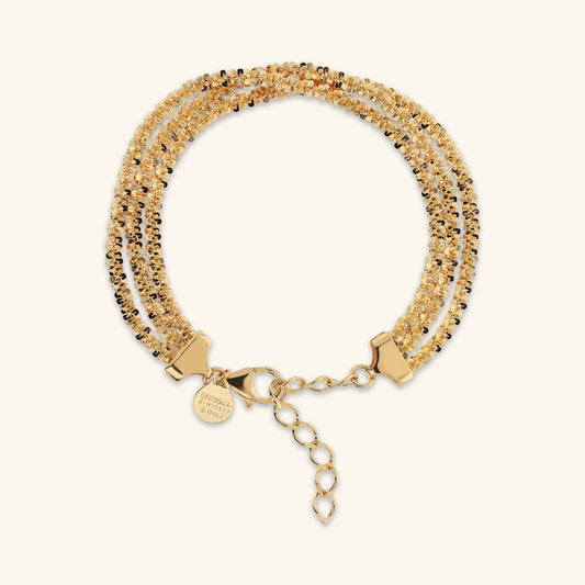 Bracciale Multifilo Etrusca Catena Margherita Lega Golden Placcata Oro 18 kt