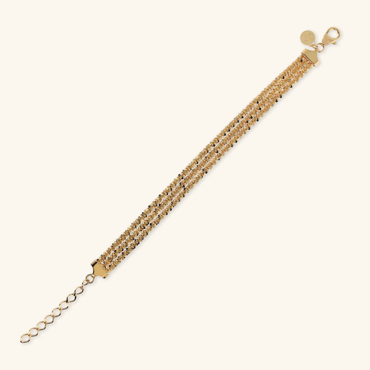 Bracciale Multifilo Etrusca Catena Margherita Lega Golden Placcata Oro 18 kt